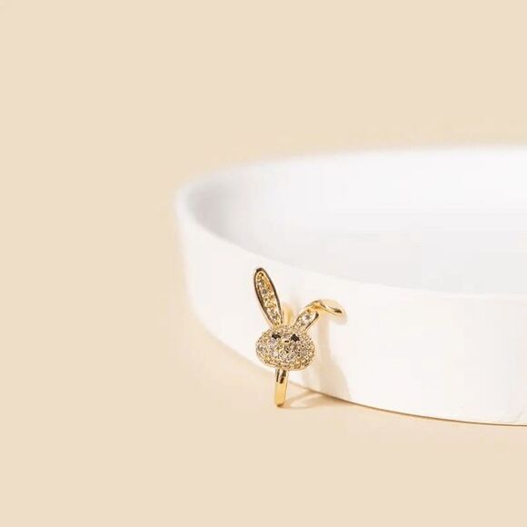 Gold Diamond Bunny Rabbit Nose Ring Cuff - Picture 2 of 5